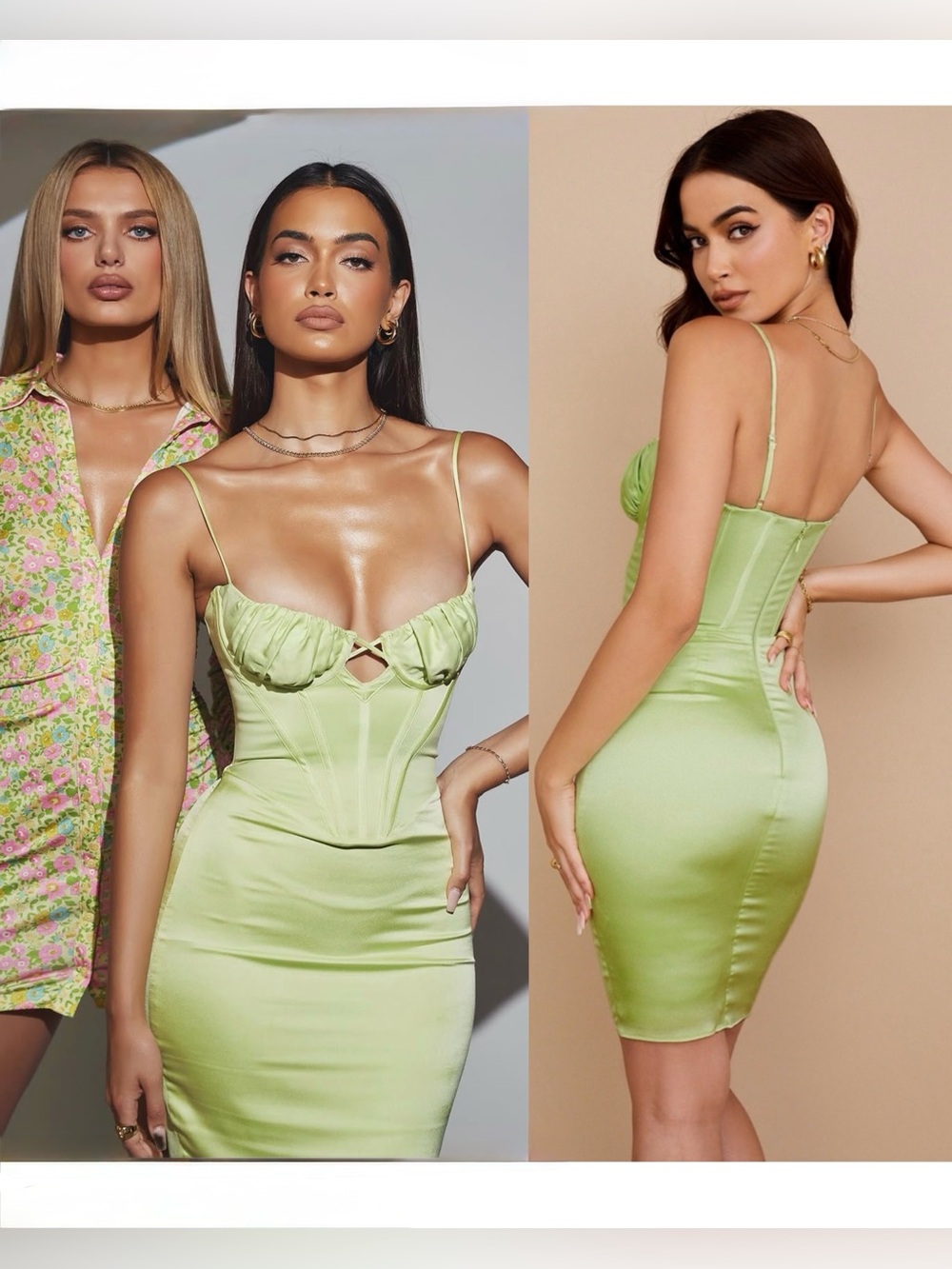 HOUSE OF CB Mint Satin Sweetheart Neck Bustier Corset Bodice Bodycon Dress XS‎ - Picture 14 of 17